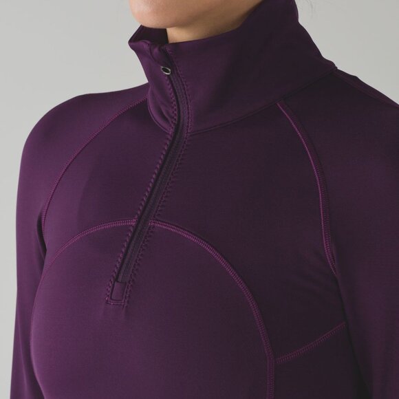 Like New: Lululemon First Mile 1/2 Zip Darkest Magenta Size 2 - Picture 2 of 9